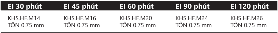 Bảng thông số kỹ thuật tấm cách nhiệt KHS.HF.M ứng dụng giải pháp ống gió chịu lửa từ EI 30, EI 45, EI 60, EI 90, EI 120