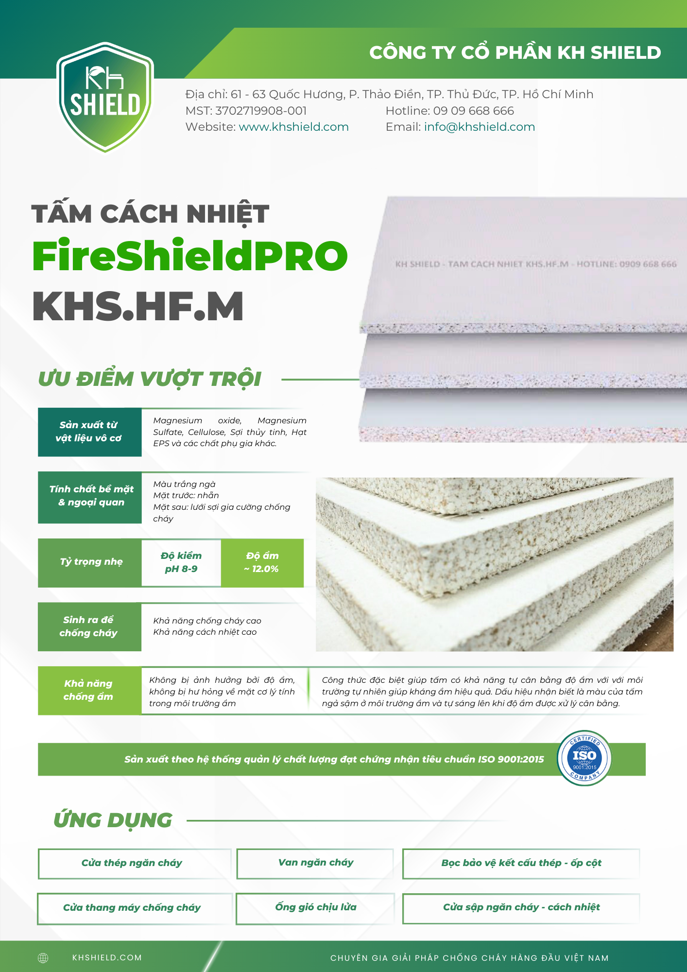 TẤM CÁCH NHIỆT FireShieldPRO KHS.HF.M