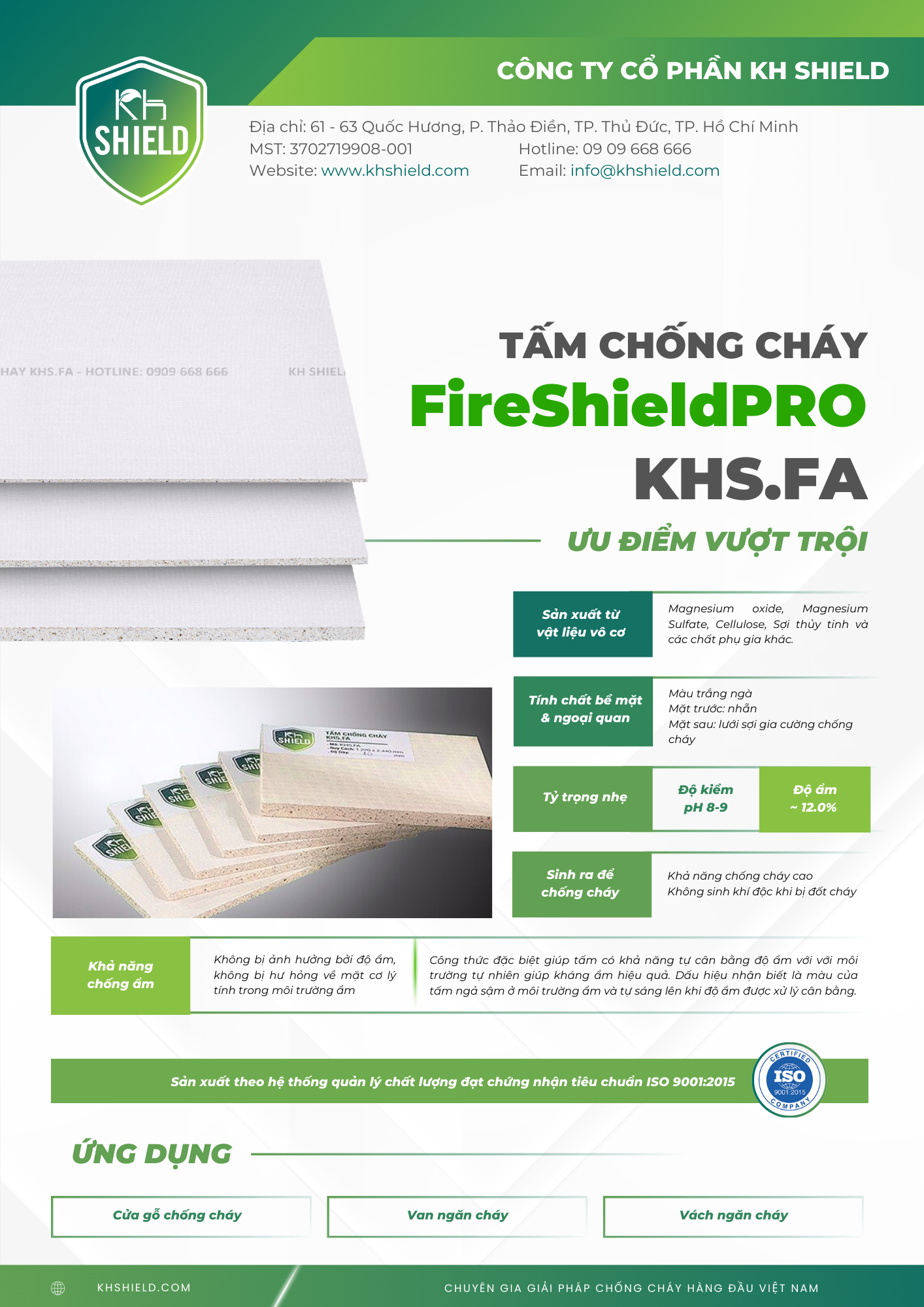 TẤM CHỐNG CHÁY FireShieldPRO KHS.FA