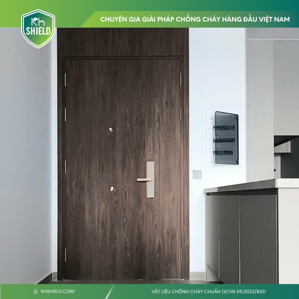 Cửa gỗ chống cháy EI60 dùng tấm KHS